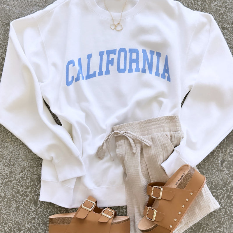 California Crew Neck Sweatshirt White