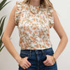Floral Print Embroidery Top White