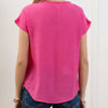 Floral Print Embroidery Top Hot Pink