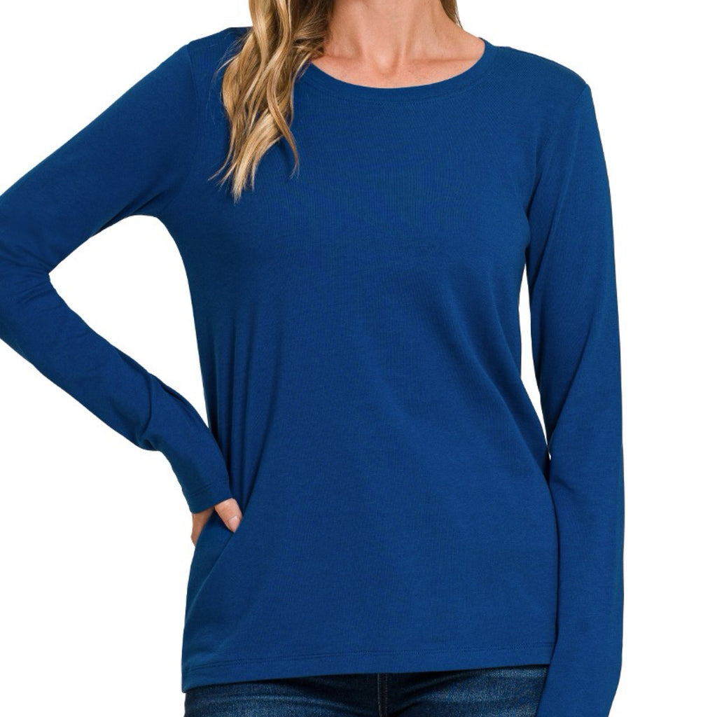 Becca Long Sleeve Crew Neck Top Navy