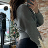 On My List Surplice Neckline Ribbed Sweater Gray