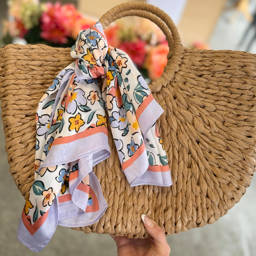 Flower Print Scarf Purple