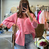 Coasting Through Solid Sleeve Top Hot Pink