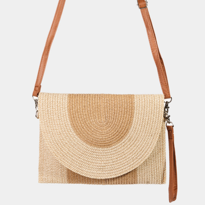 Two Tone Straw Clutch Bag