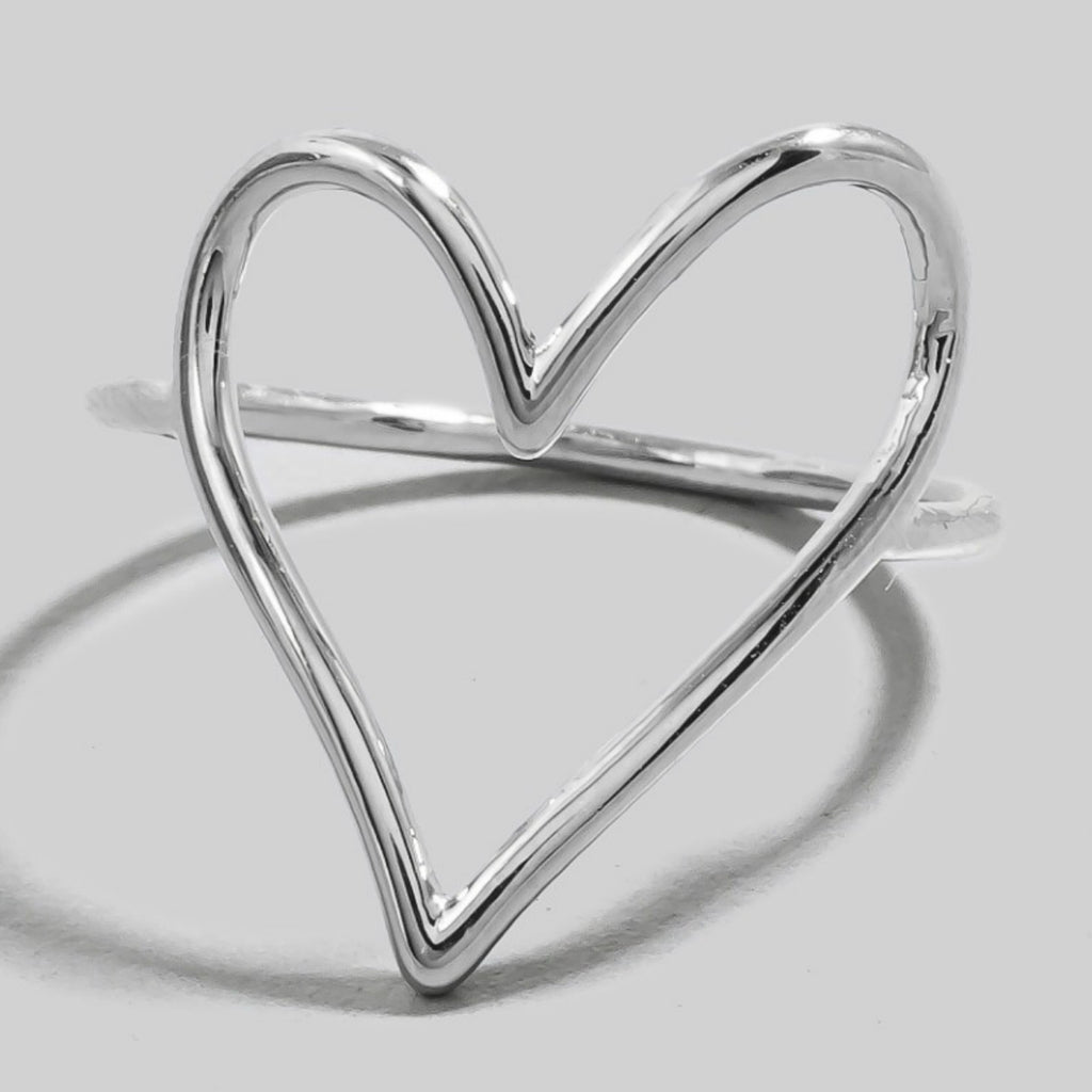 Heart Cutout Band Ring Silver