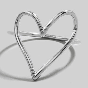 Heart Cutout Band Ring Silver