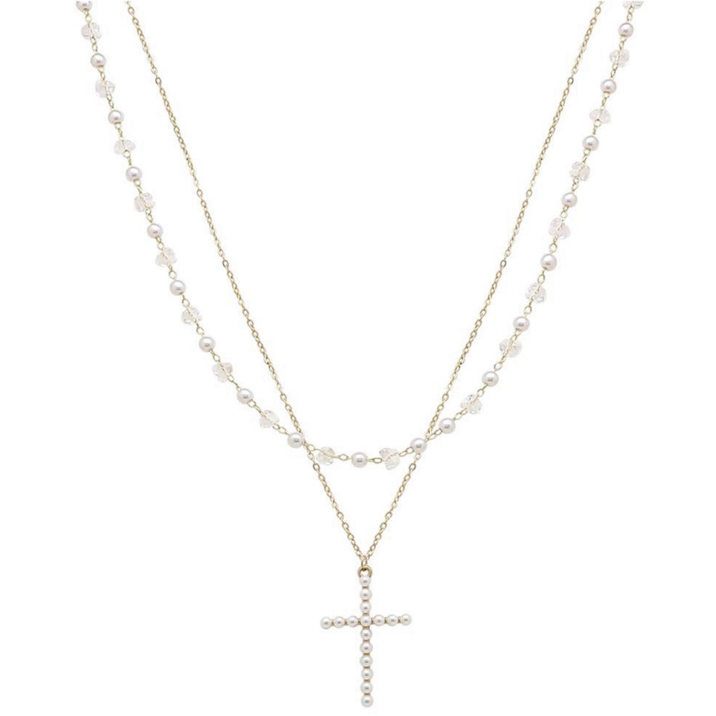 Cross Pendant With Layered Beads