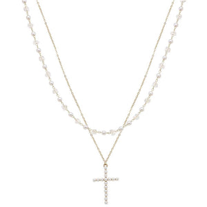 Cross Pendant With Layered Beads
