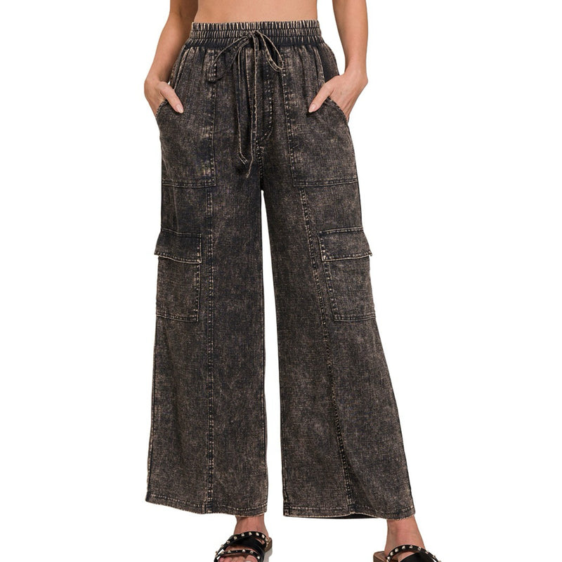 Have A Moment Washed Linen Cargo Pants
