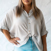 Style Vibe Button Down Top Mocha