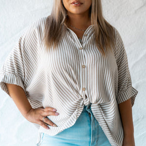 Style Vibe Button Down Top Mocha