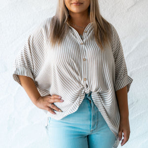 Style Vibe Button Down Top Mocha