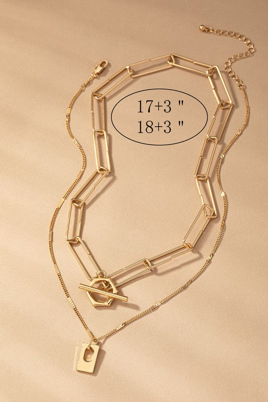 Two Row Link Chain Delicate Necklace