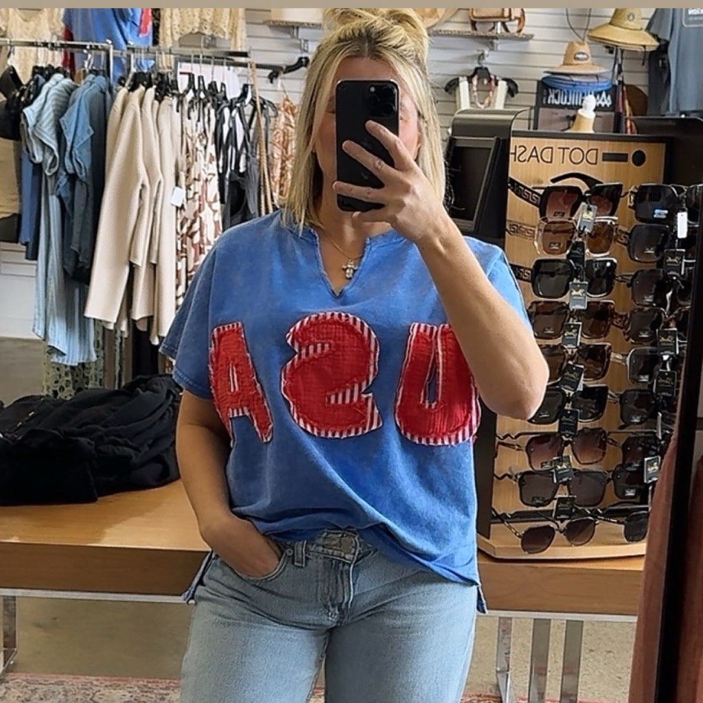 USA Mineral Washed Patched Top