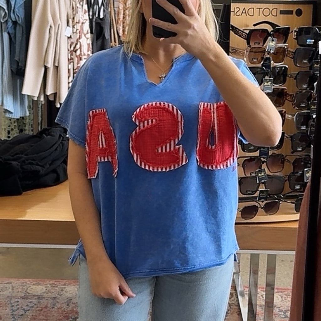 USA Mineral Washed Patched Top