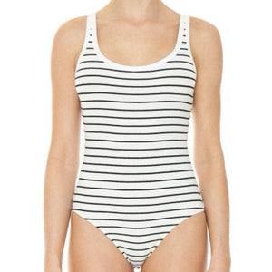 Easy Time Scoop Neck Body Suite White/Black