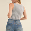 Easy Time Scoop Neck Body Suite Grey/White
