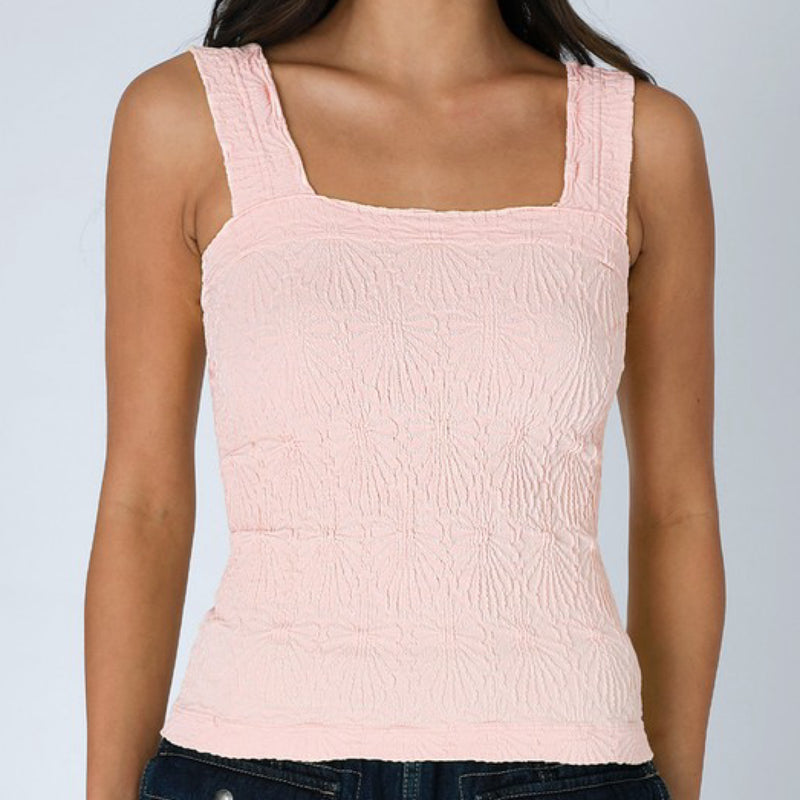 Dream Girl Two Lace Textured Top Peachy Pink