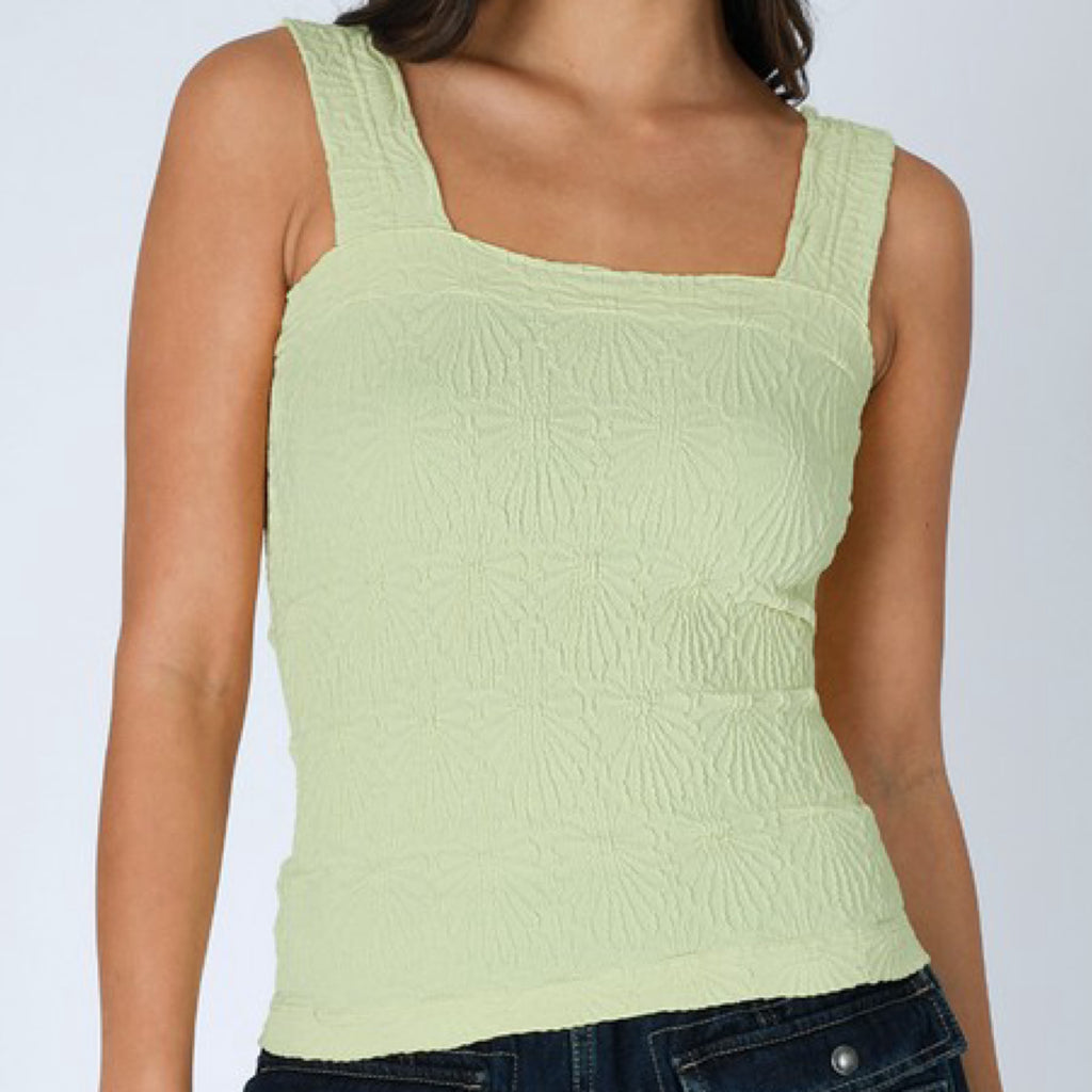 Dream Girl Two Lace Textured Top Pistachio