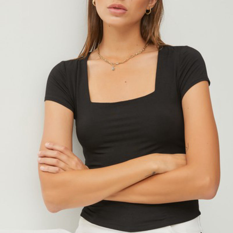 Vera Square Neck Top Black