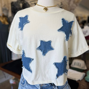 One Day Denim Star Patch Top
