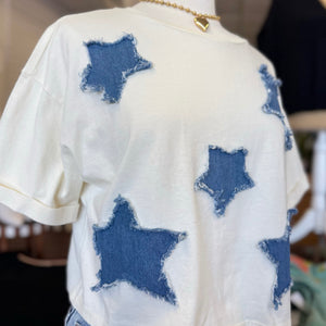 One Day Denim Star Patch Top