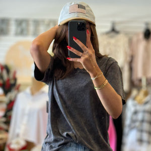 Let's Go Washed V Neck Tee