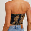 Paisley Satin Bandana Tube Top Navy