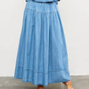 Think About It Tiered Denim Midi Skirt