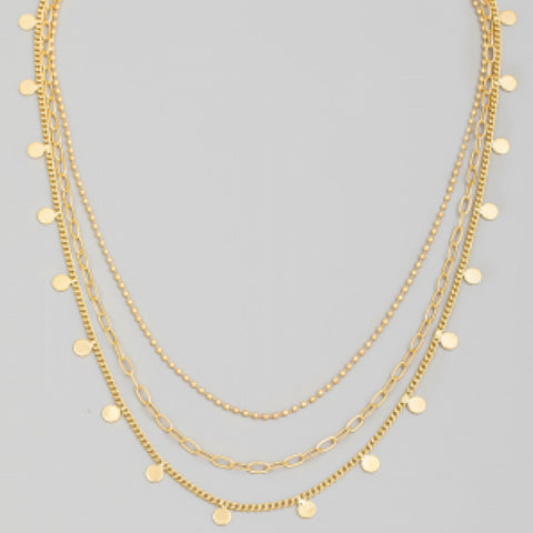 Gold Tone Matt White Necklace With Earrings