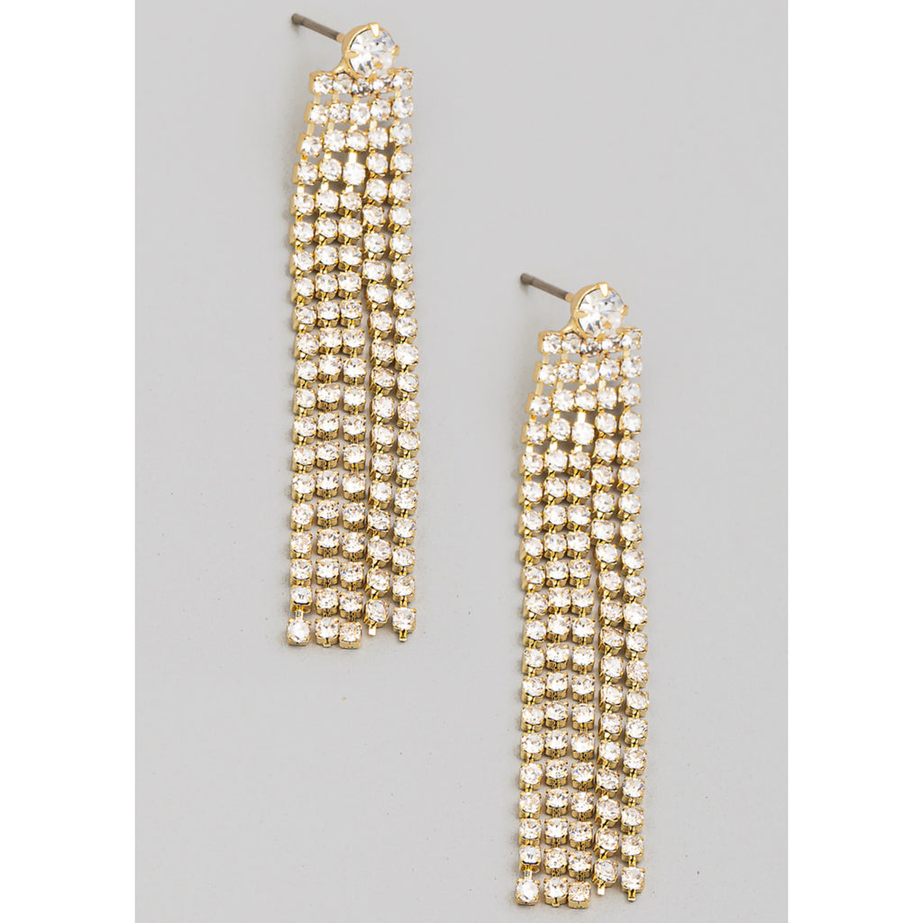 Rhinestone Chain Fringe Dangle Earrings