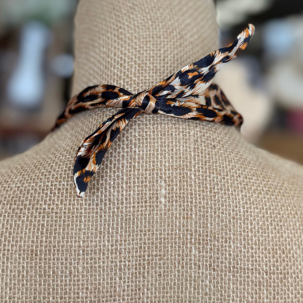 Handmade Leopard Scarf Necklace With Cross Charm