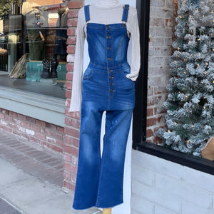 Cropped Bootcut Denim Jumpsuit