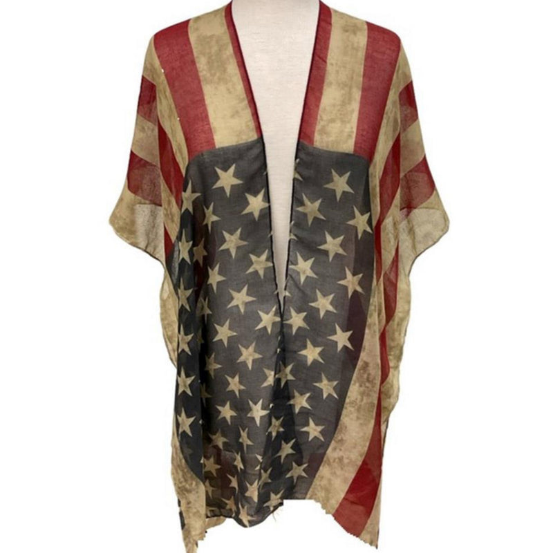 American Flag Print Kimono Cover Up