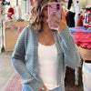 Deep End Crochet Cardigan Blue Grey