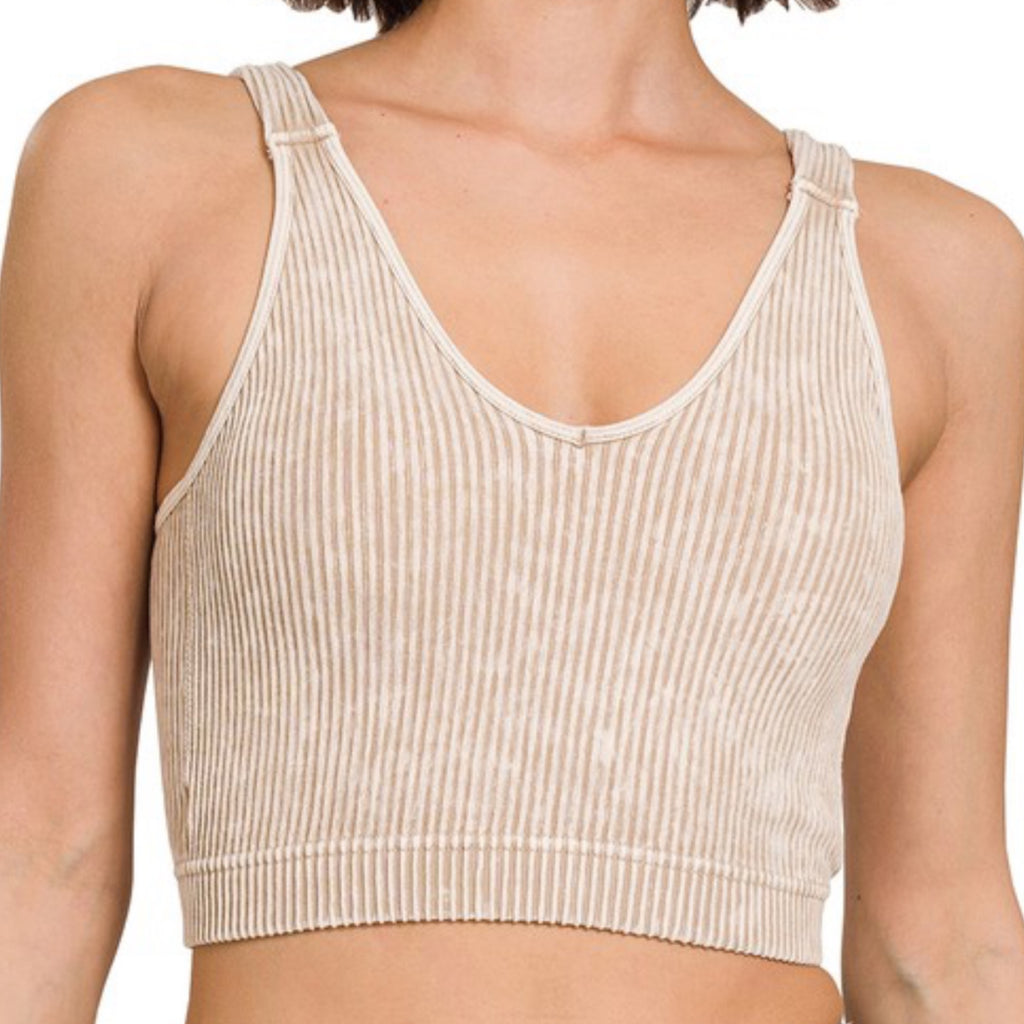Into You Ribbed Crop Top Ash Mocha
