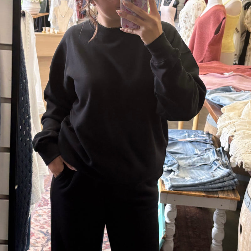 Lucky To Have You Round Neck Sweatshirt Black