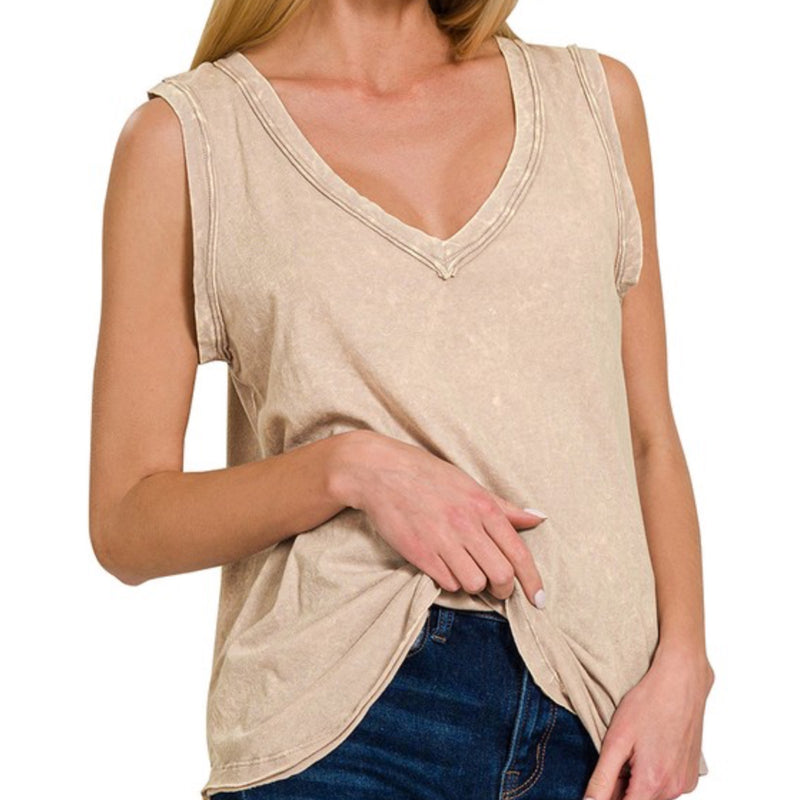 All Good Things Washed V Neck Top