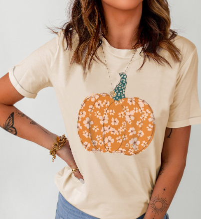 Sweet Day Floral Pumpkin Graphic Tee