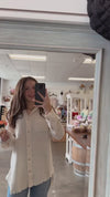 Vacay Mode On Linen Button Down Top Latte