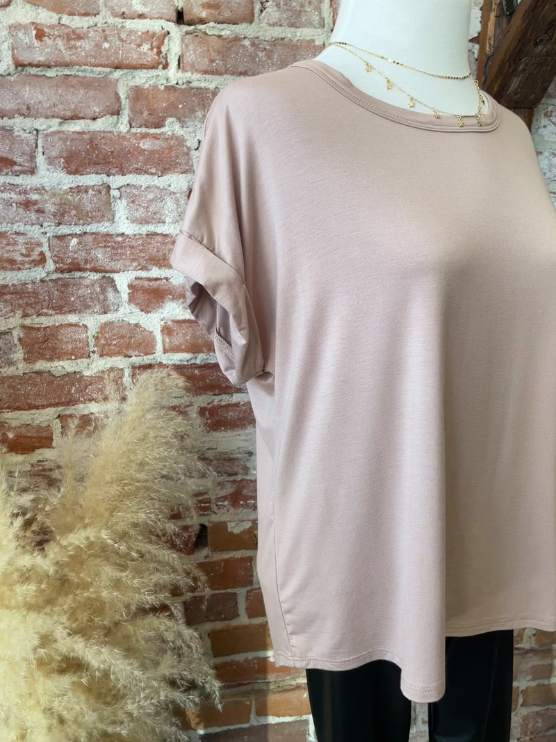 Elevated Round Neck Basic Top Cream