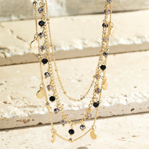 Multi Layered Necklace With Beads Black