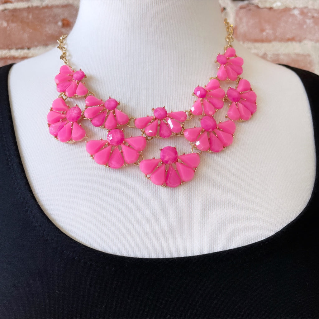 Pink Beaded Necklace and Earrings Set