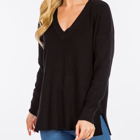 Katie Ribbed Knit Sweater Black