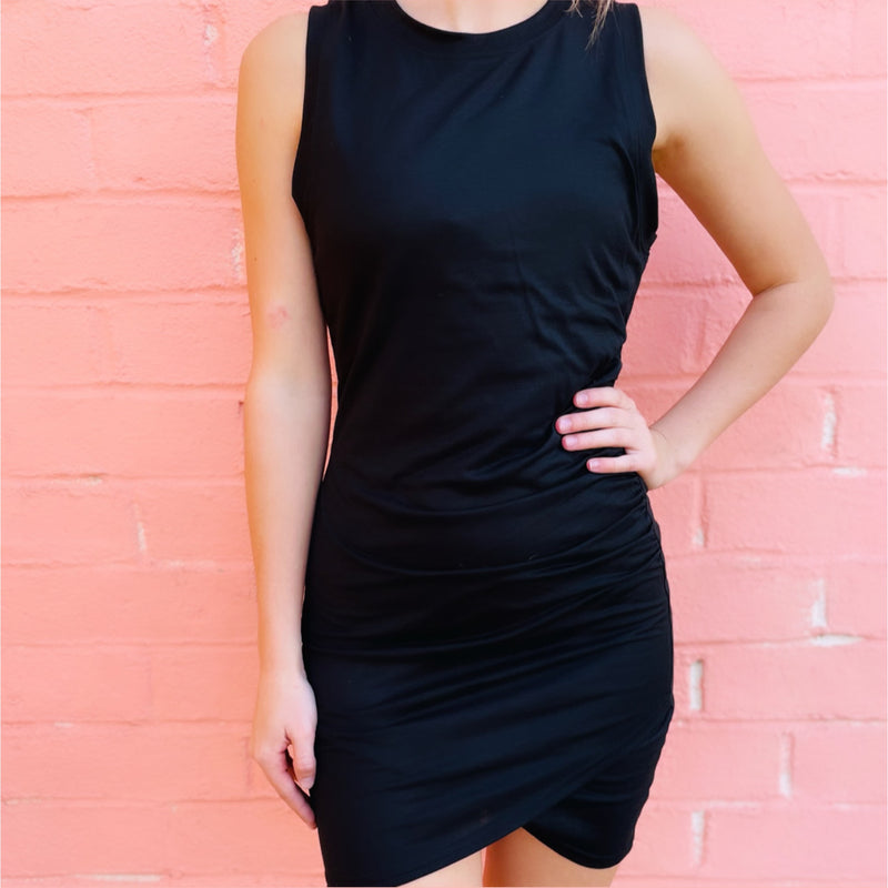 Reese Shirring Detail Overlap Mini Dress