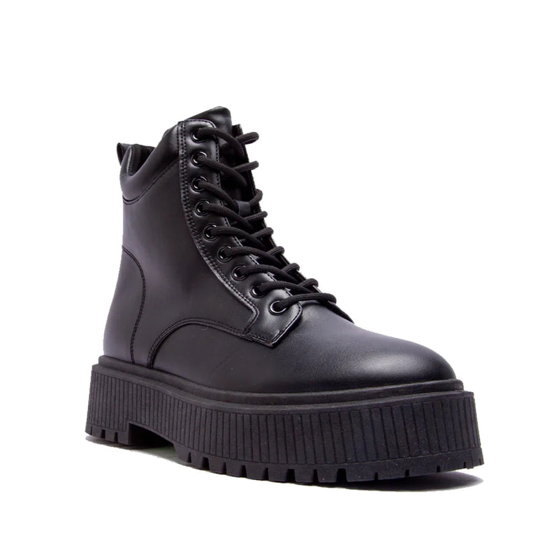 Phase Lace Up Combat Booties Black
