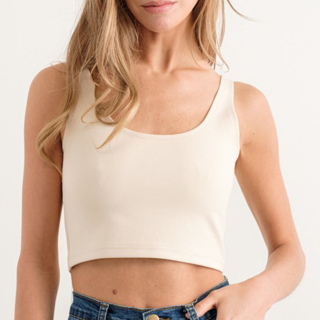 Style Must Have Ponte Crop Top Cream