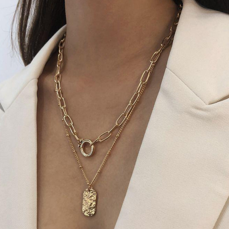 Avra Double Chain Pendant Necklace Set