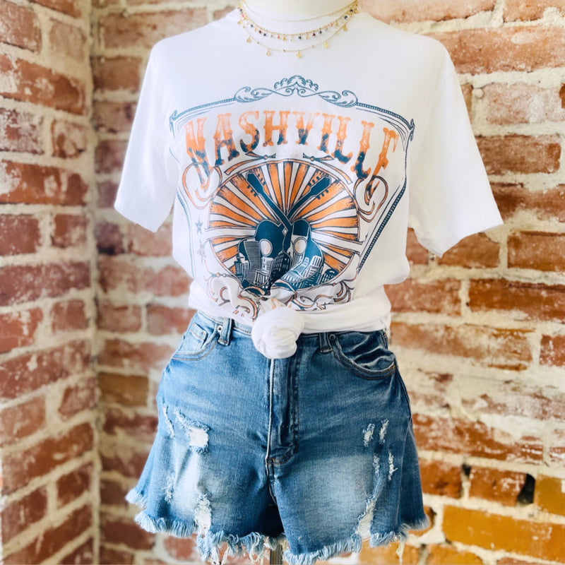 Nashville Music City Graphic Tee White