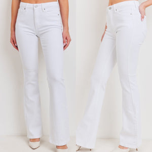 Georgia High Rise Skinny Flare Jeans White